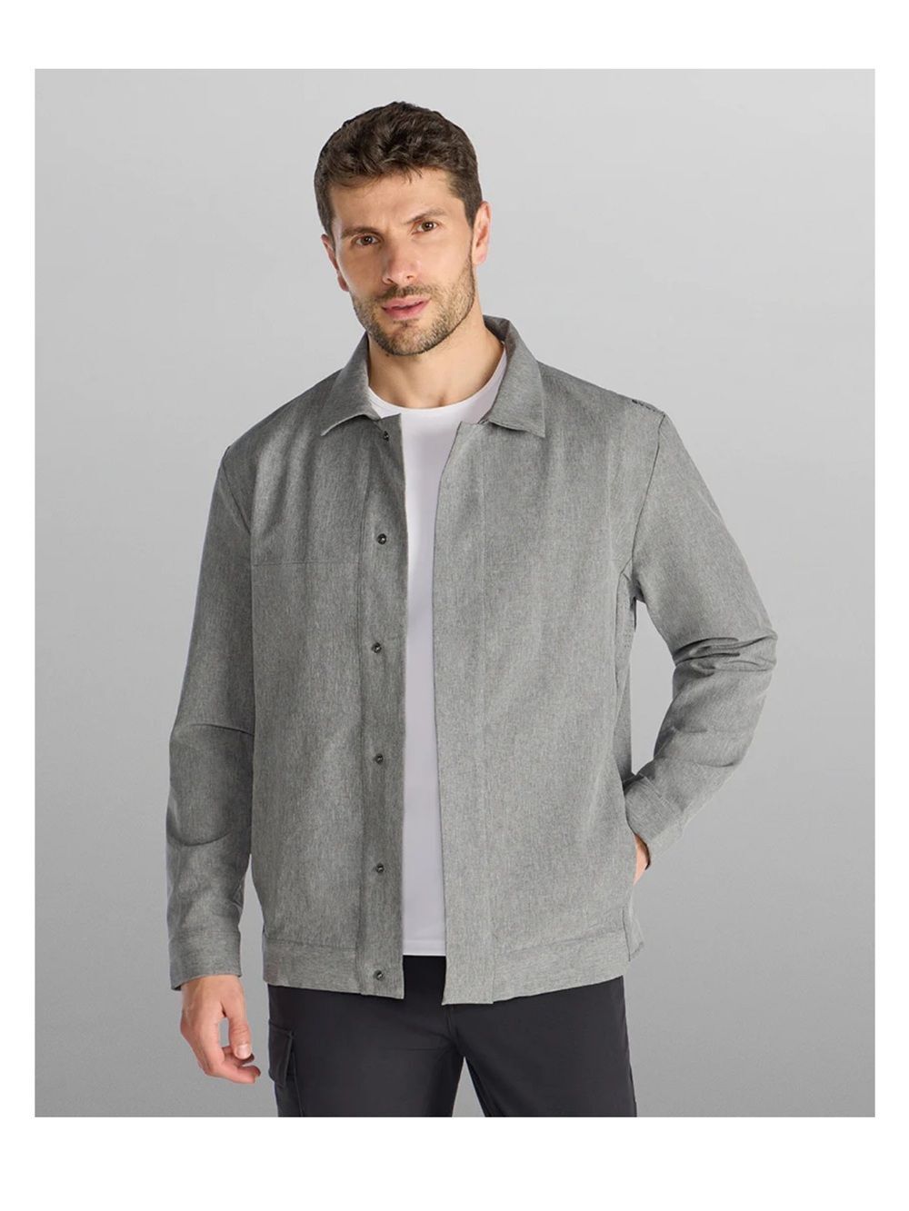 BYLT Basics District Jacket Heather Grey Men's L Water Resistant Stretch